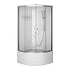 Кабина душевая X-Joy 900х900х2060 мм высокий поддон четверть круга прозрачное стекло алюминиевый профиль, хром матовый в комплекте смеситель верхний душ AM.PM W94C-401A-090MT
