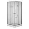 Кабина душевая X-Joy 900х900х2100 мм низкий поддон квадратная прозрачное стекло алюминиевый профиль, хром матовый в комплекте смеситель верхний душ AM.PM W94C-403-090MT