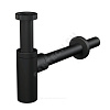 Сифон для умывальника бутылочный латунь 1 1/4"x32 с прямой трубкой 32 черный матовый без выпуска DESIGN Alca Plast A400BLACK