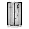 Кабина душевая X-Joy 900х900х2100 мм низкий поддон четверть круга прозрачное стекло алюминиевый профиль, черный матовый верхний душ AM.PM W94C-401-090BT