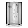 Кабина душевая X-Joy 1000х1000х2100 мм низкий поддон четверть круга прозрачное стекло алюминиевый профиль, черный матовый верхний душ AM.PM W94C-401-100BT